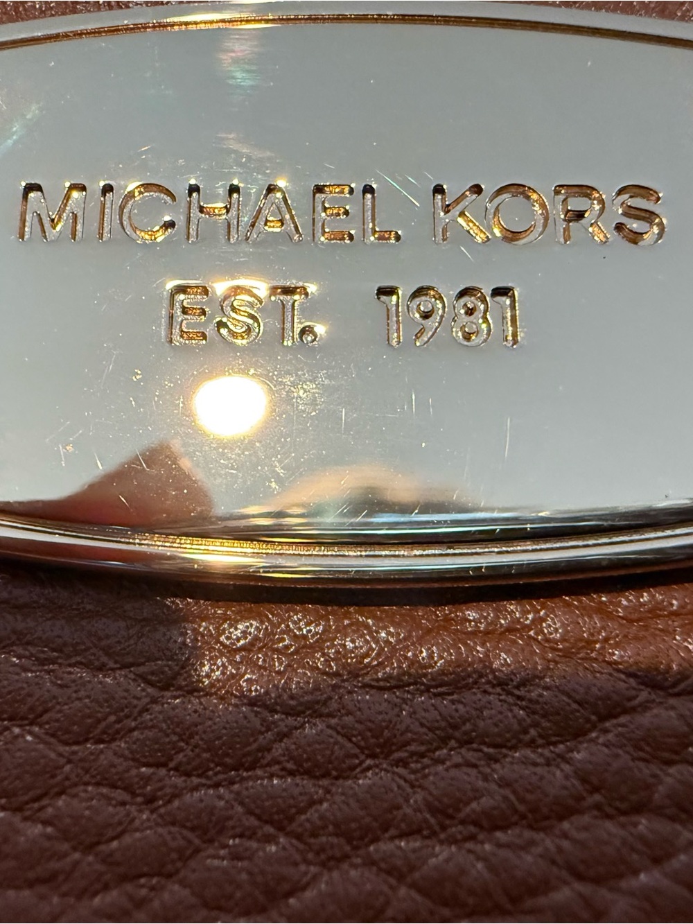 Michael Kors Cognac colored Pebbled Leather Wristlet with Gold Hardware - Picture 5 of 11